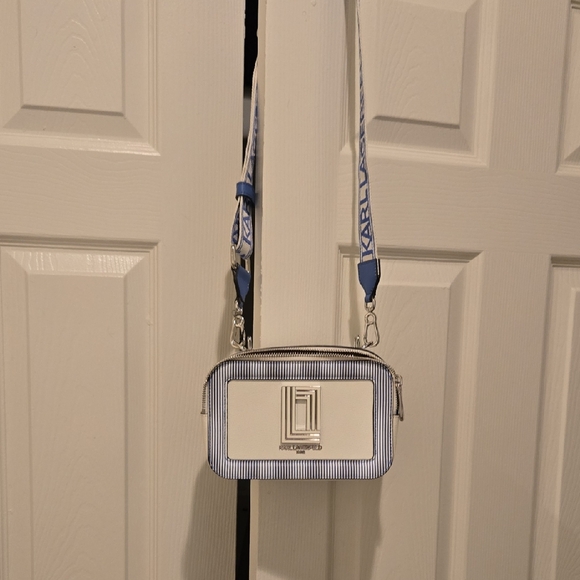 Karl Lagerfeld White and Blue Crossbody Bag Nwot - Picture 2 of 5